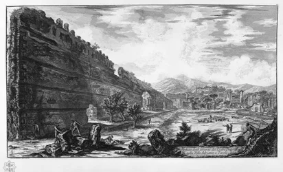 Vue des vestiges du Castro Pretorio dans la Villa Adriana à Tivoli